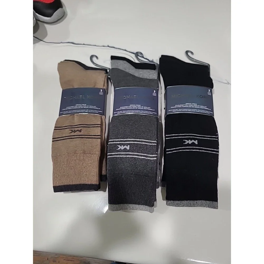 3 Set 9 Pair Total!! Michael Kors Men’s Dress Crew Socks Size US 7-12 B2/3